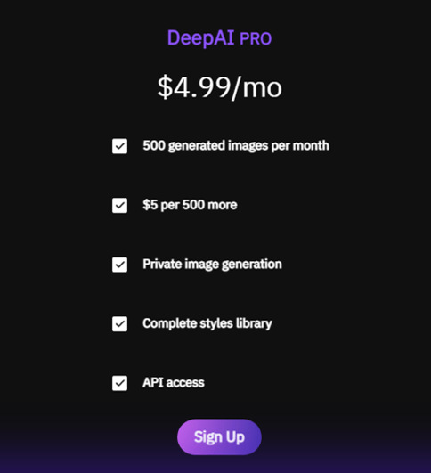 Deep AI Pricing