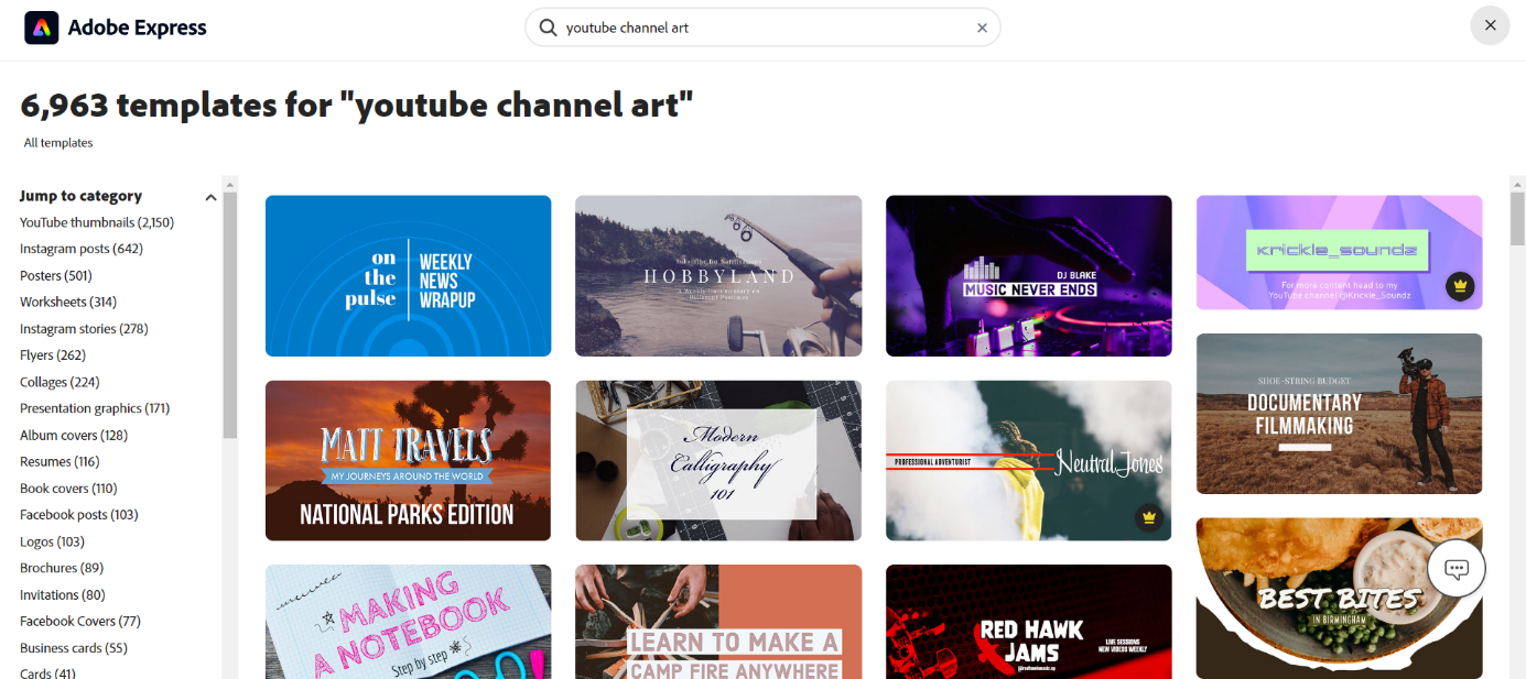 使用 Adob​​e Express 的 YouTube 頻道藝術