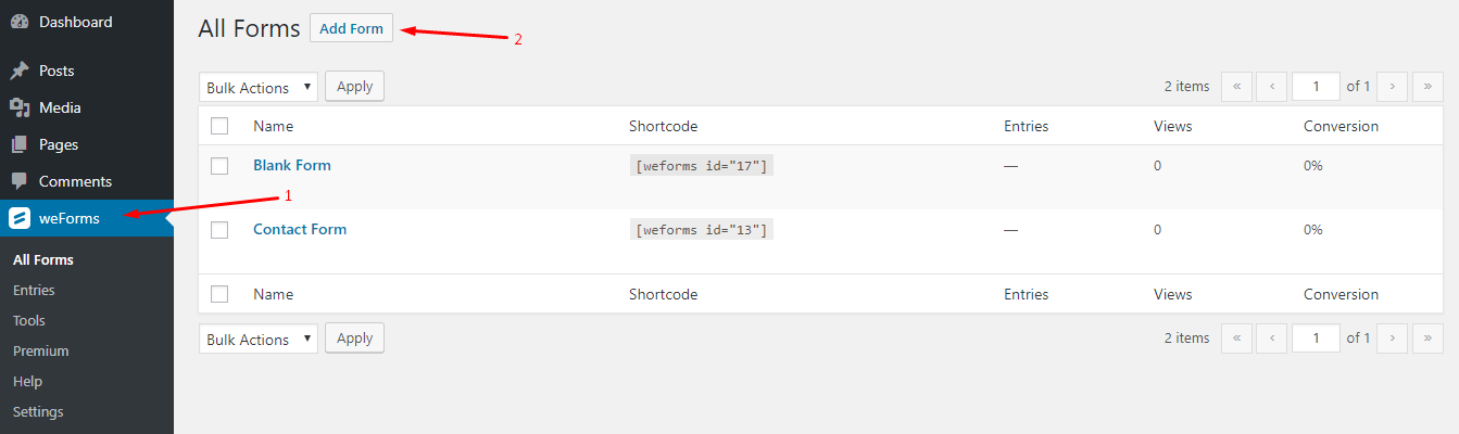 crear formularios web con weForms