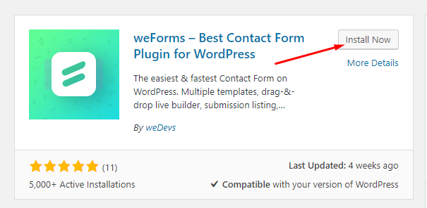 Generador de formularios de WordPress weForms