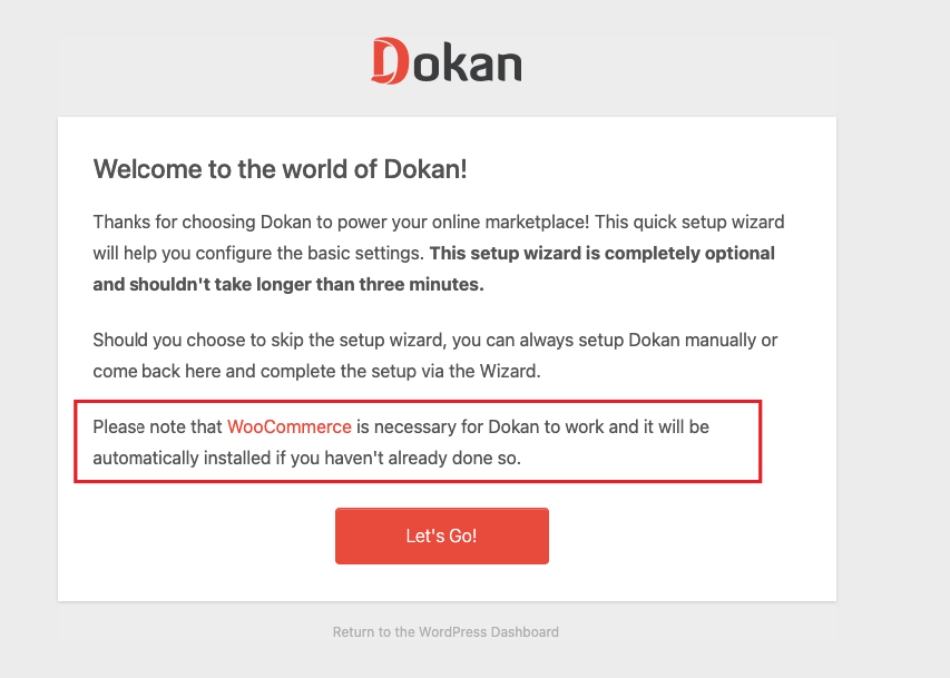 Asistente de configuración de Dokan para la configuración básica