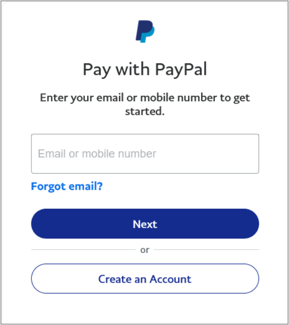 Zrzut ekranu przedstawiający proces płatności PayPal