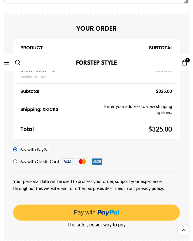 Une capture d'écran pour la commande Forstep Style