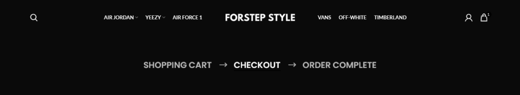 Uma captura de tela no processo de checkout estilo Forstep