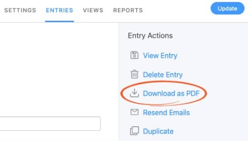 Descargue entradas de formularios como PDF en Formidable Forms, una excelente alternativa ya que no puede exportar Typeform a PDF