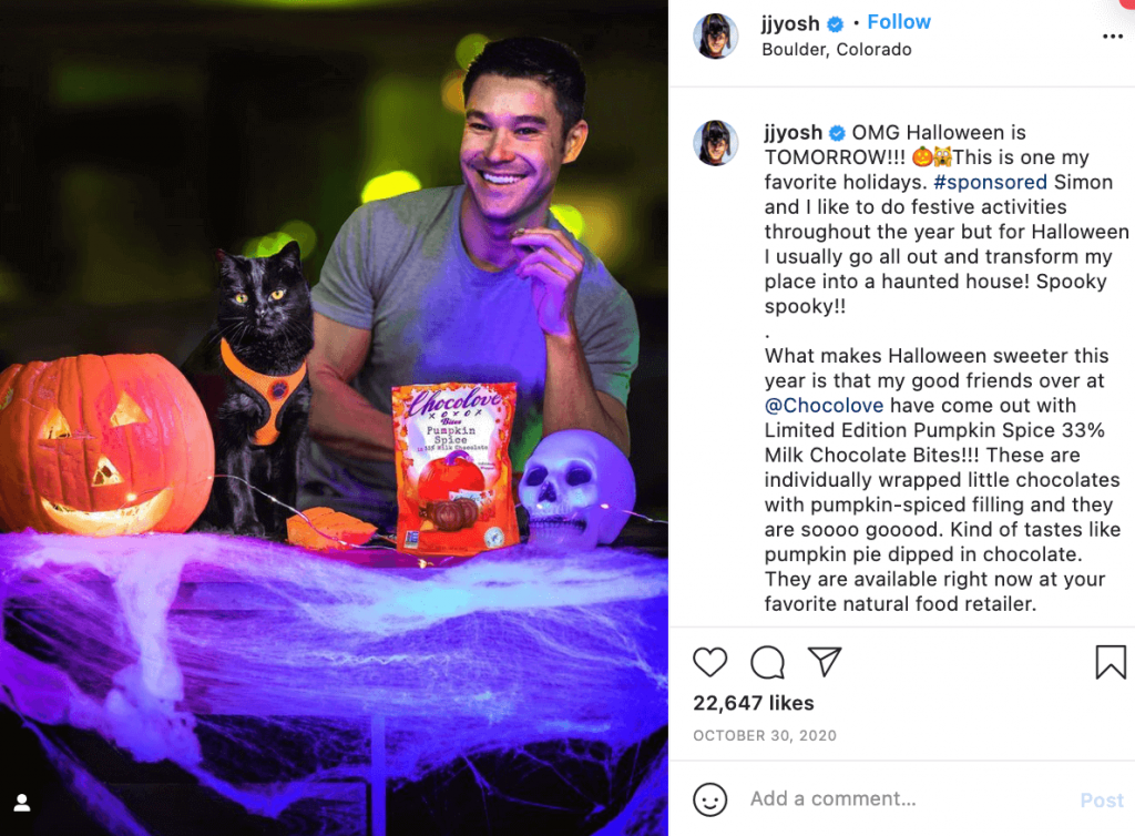 Un ejemplo de marketing de influencers en Halloween