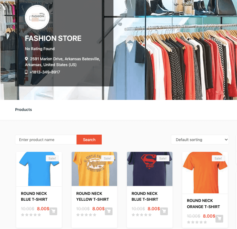 mini magasin de mode sur le marché des t-shirts