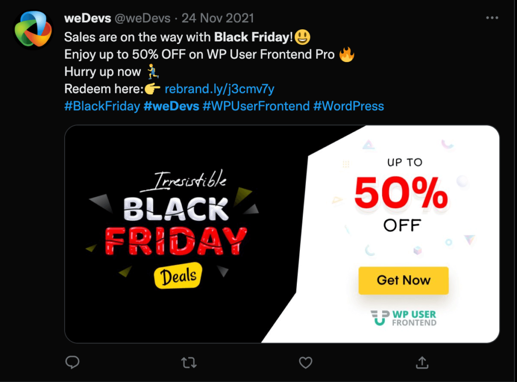 Contoh promosi sosial untuk black friday