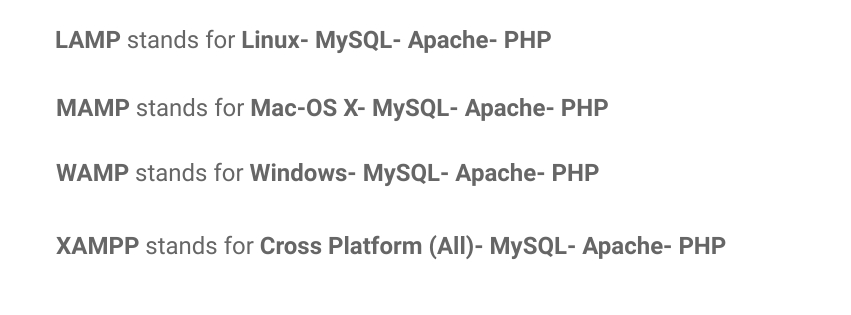 XAMPP vs WAMP vs MAMP vs LAMP