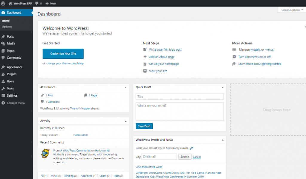 แดชบอร์ดส่วนหลัง - วิธีติดตั้ง WordPress บน Localhost