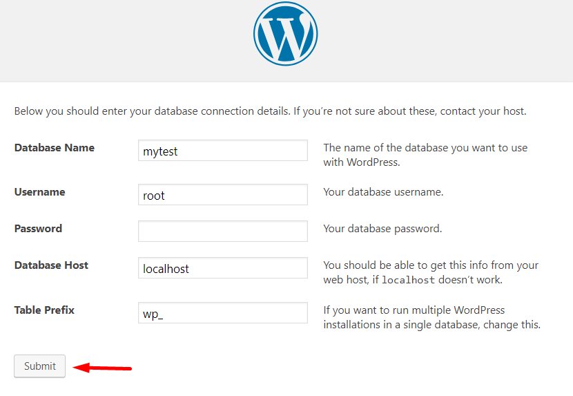 configurações do WordPress