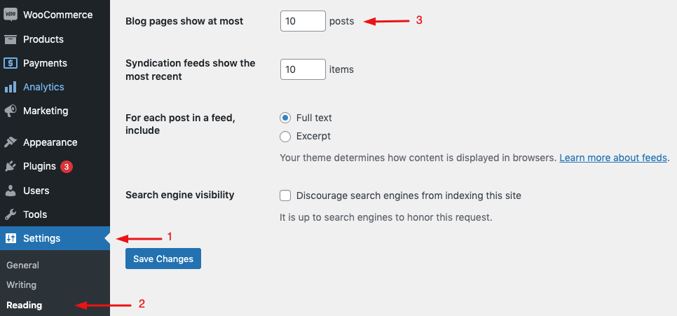 imposta il limite di post dall'impostazione di woocommerce