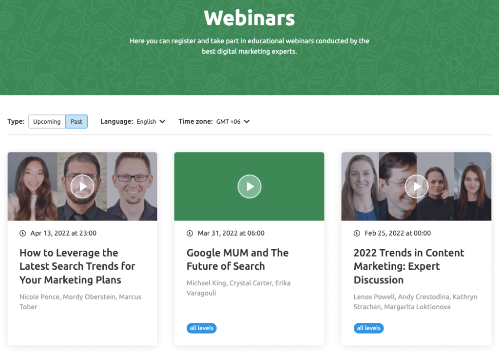 webinars semrush