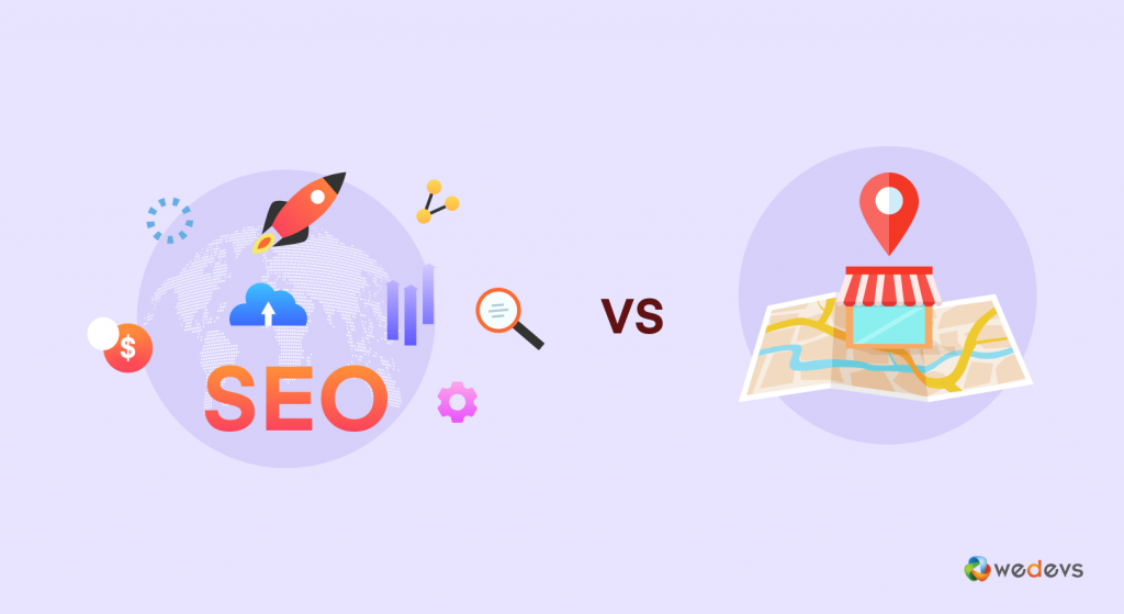 Esta es una imagen que representa SEO vs Local SEO - Diferencias clave.