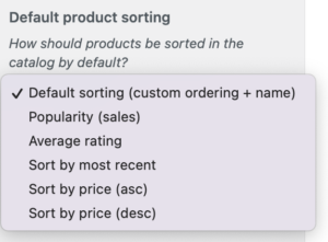 Options de tri des produits