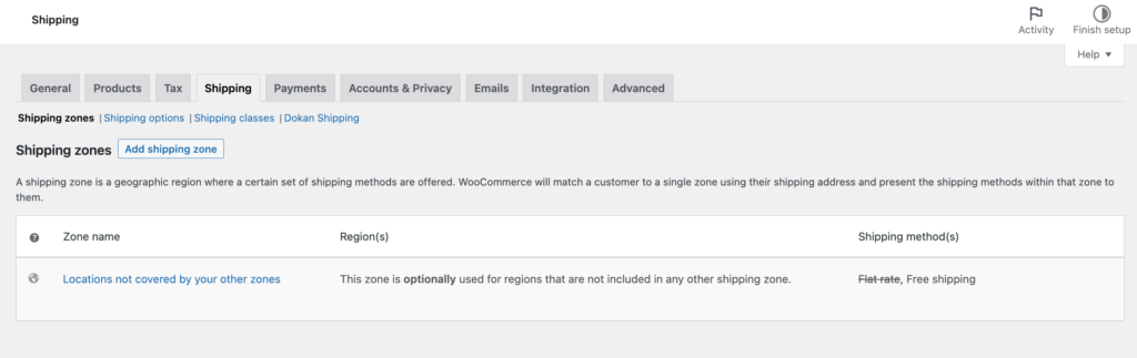 WooCommerce ストアの配送方法