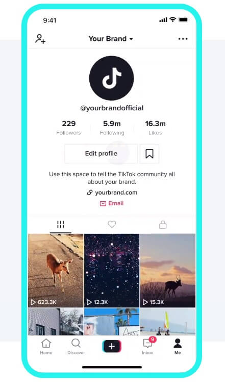 スクリーンショットは、tiktok プロファイルのビューを示しています