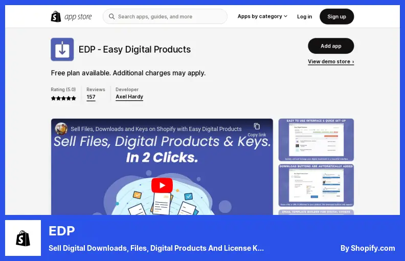 EDP ​​- بيع التنزيلات الرقمية والملفات والمنتجات الرقمية ومفاتيح الترخيص