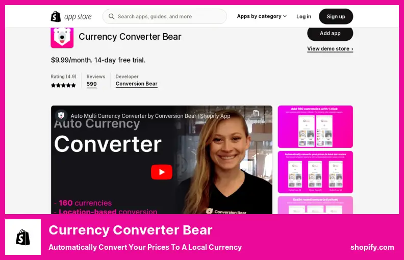 Currency Converter Bear - 自動將您的價格轉換為當地貨幣