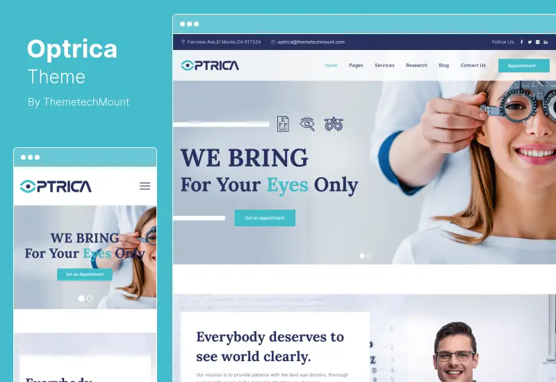 ธีม Optrica - ธีม WordPress ของนักตรวจวัดสายตาและดูแลดวงตา