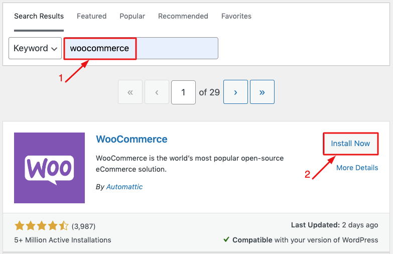 Установите WooCommerce на свой сайт WordPress.