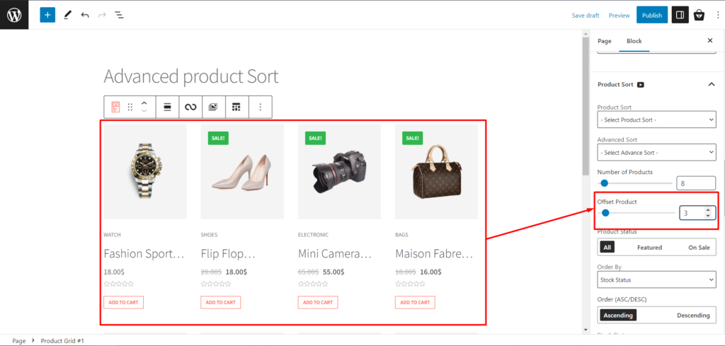 Product Sort - Offset Products