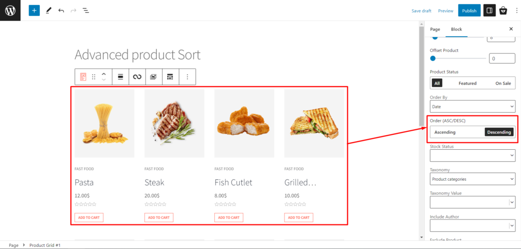 Product Sort - Ascending-Descending Products