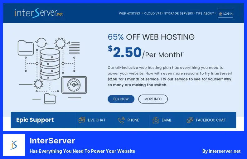 InterServer - يحتوي على كل ما تحتاجه لتشغيل موقع الويب الخاص بك