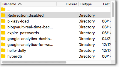 プラグイン filezilla の無効化