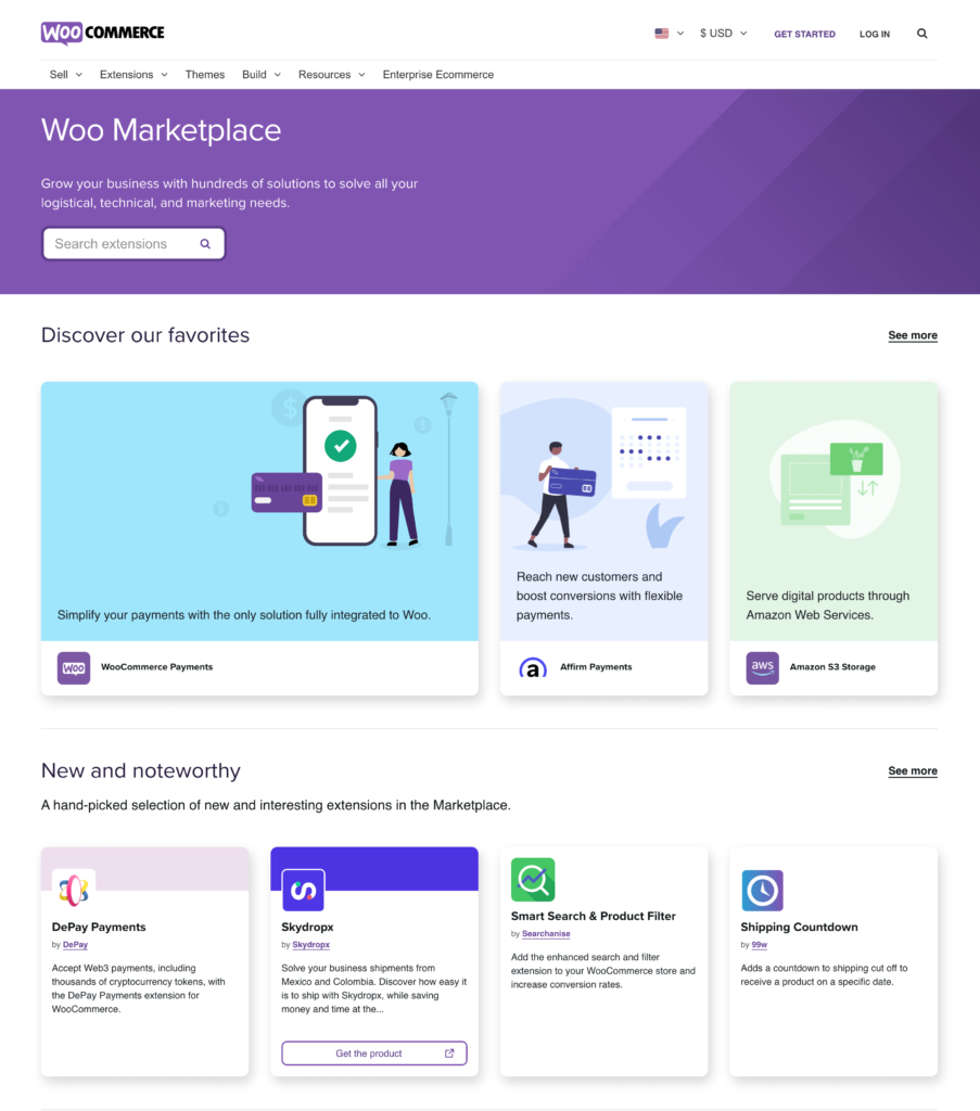 WooCommerce 扩展的屏幕截图