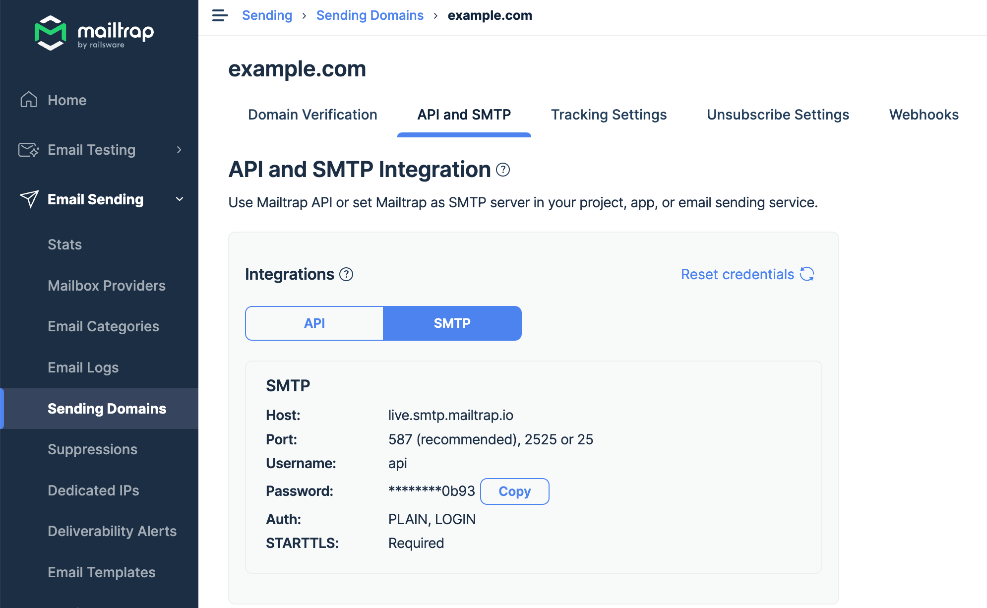 Mailtrap api smtp 集成