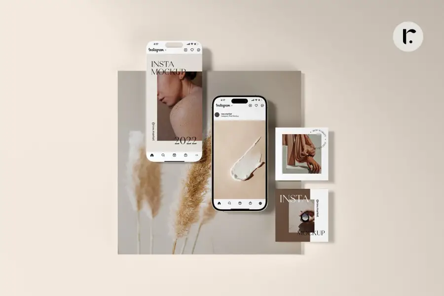 Instagram 投稿のモックアップ -