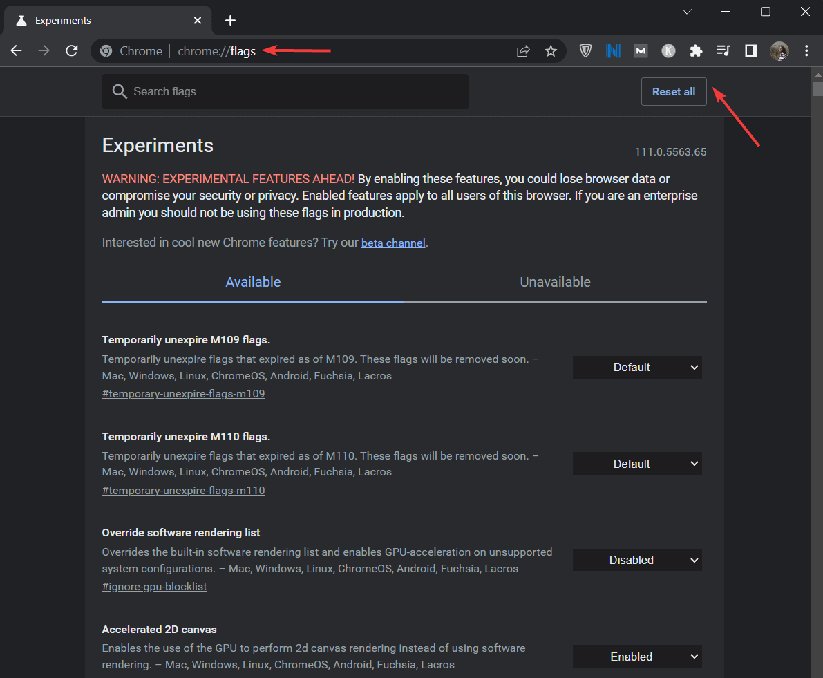 Chrome flag reimposta tutto - correzione dns_probe_finished_nxdomain