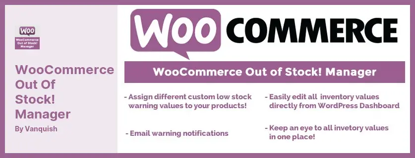 WooCommerce нет в наличии! Плагин Manager — легко назначайте предупреждения о низком уровне запасов всем вашим продуктам/категориям