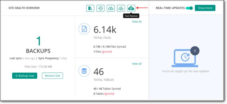 тестовое восстановление blogvault