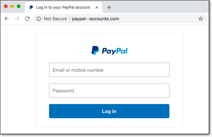 Paypalのフィッシングページ