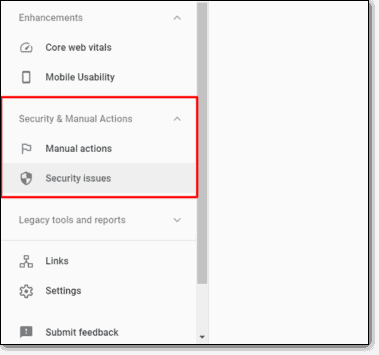 Controlla la scheda Problema di sicurezza di Google Search Console