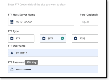 Aggiungi i tuoi dettagli FTP