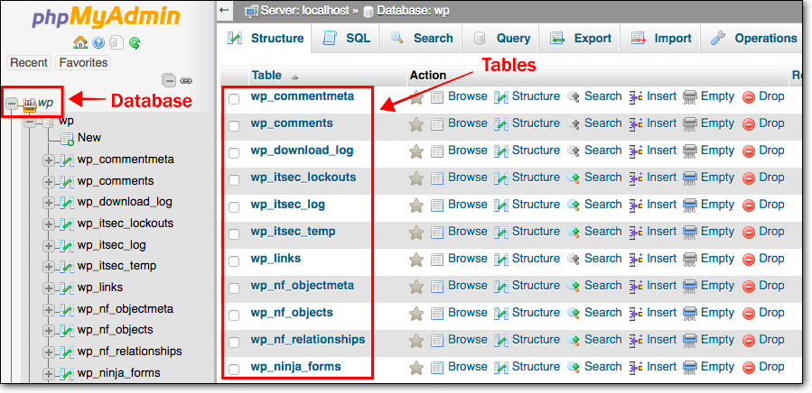 tabelle database wordpress