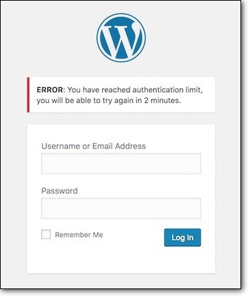 達到了 WordPress 登錄的限制