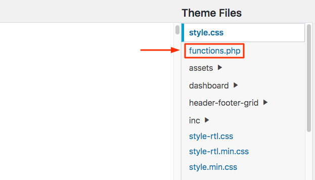 在主題編輯器中找到 functions.php 文件