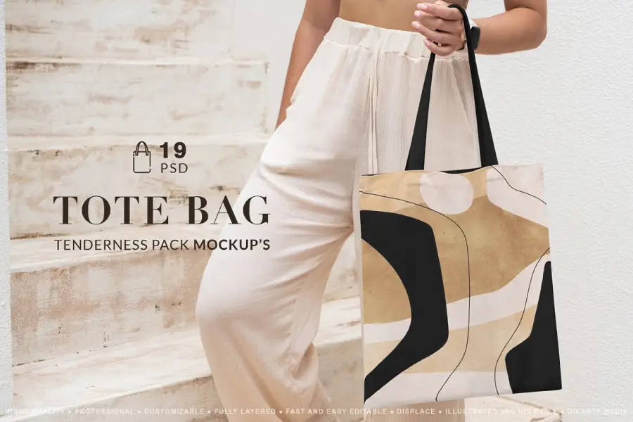 Mockup Kelembutan Tote Bag -