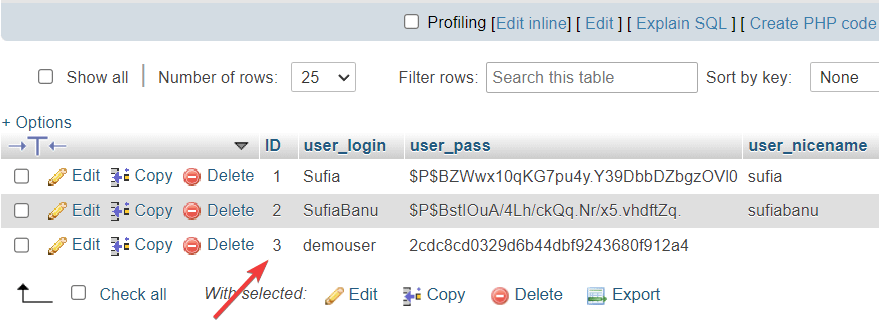 wordpress數據庫中的用戶id