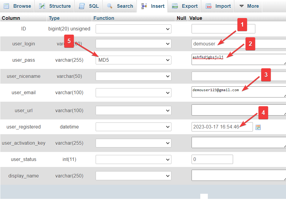 在phpmyadmin數據庫中添加用戶