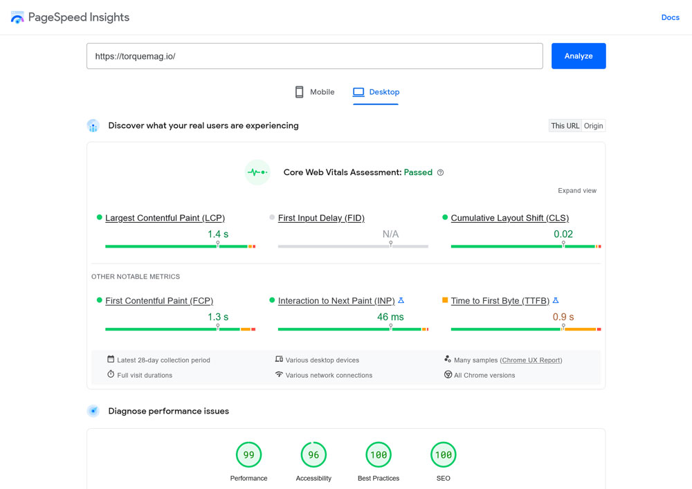 pagespeed insights 免費網站速度測試工具