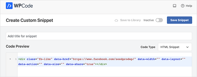 Paste second Facebook like button code snippet