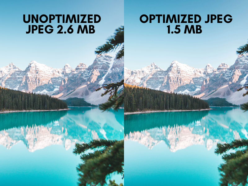 imagen no optimizada vs. optimizada una al lado de la otra