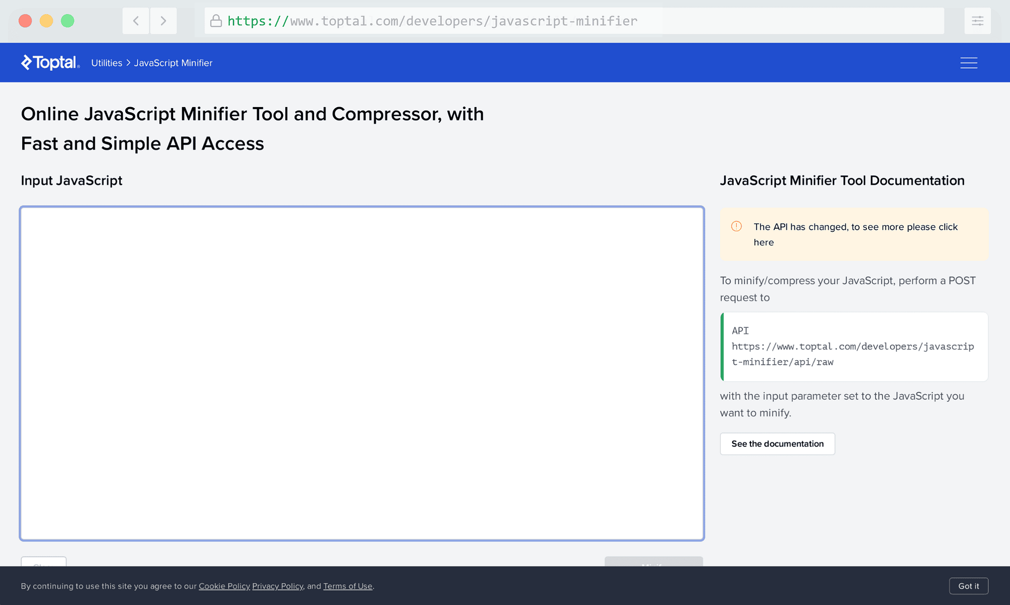 Toptal JavaScript Minifier to świetne narzędzie do minimalizacji JavaScript