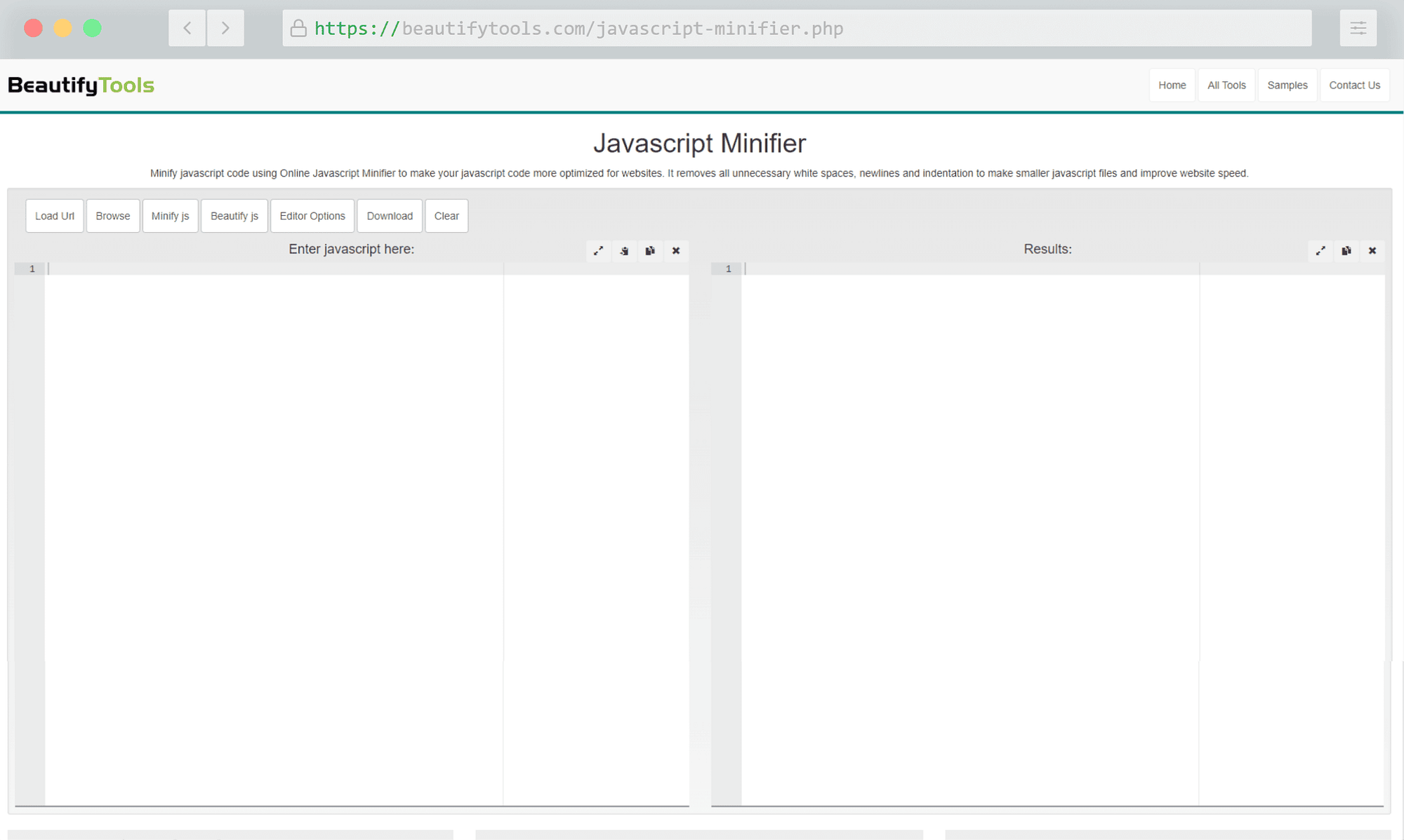 BeautifyTools tarafından JavaScript Minifier