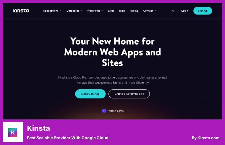 Kinsta - Cel mai bun furnizor scalabil cu Google Cloud